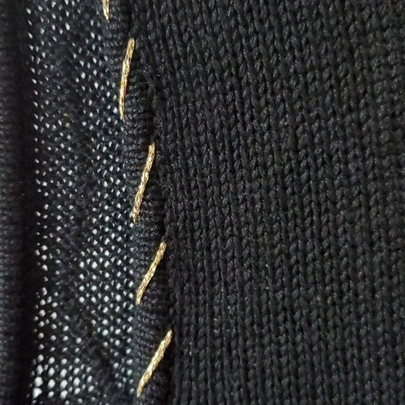 VINTAGE WORK IN PROGRESS UGLY SWEATER VEST BUTTON CARDIGAN SEQUIN BLACK MEDIUM - Picture 5 of 7